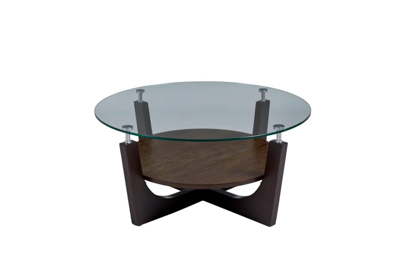 Silo Glass Round Coffee Table With Storage - 360