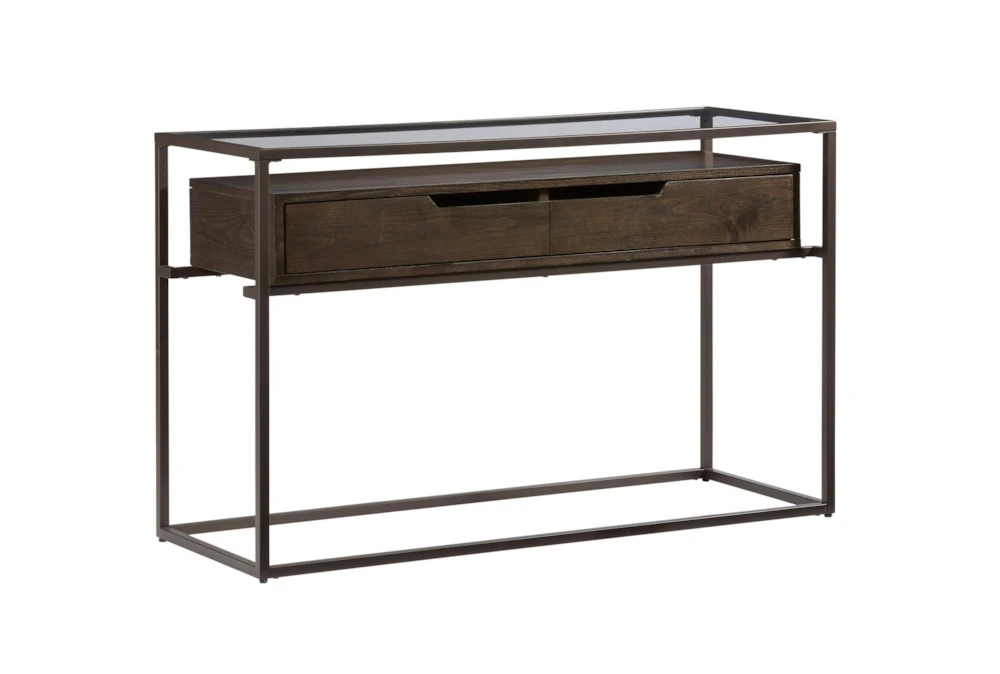 Perry Storage Console Table With Glass Top