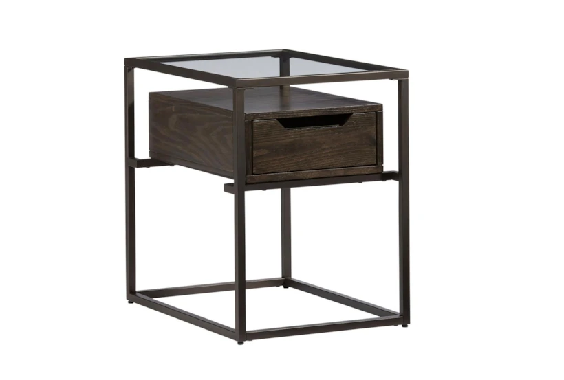 Perry Storage Chairside Table With Glass Top - 360