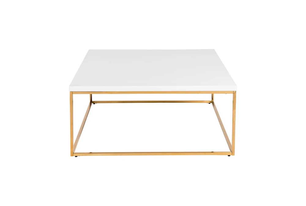 Rosa White Square Coffee Table With Gold Base