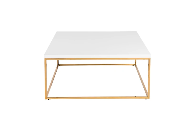 Rosa White Square Coffee Table With Gold Base - 360