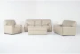 Bisbee Ivory Leather 3 Piece Sofa, Loveseat, Chair Set & Storage Cocktail Ottoman - Signature