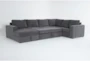 Sebastian Slate 140" 3 Piece Convertible Sleeper Sectional with Left Arm Facing Storage Chaise - Sleeper