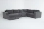 Sebastian Slate 140" 3 Piece Convertible Sleeper Sectional with Left Arm Facing Storage Chaise - Signature