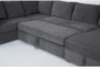 Sebastian Slate 140" 3 Piece Convertible Sleeper Sectional with Right Arm Facing Storage Chaise - Detail