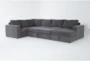 Sebastian Slate 140" 3 Piece Convertible Sleeper Sectional with Right Arm Facing Storage Chaise - Sleeper