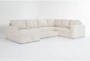 Sebastian Cream 140" 3 Piece Convertible Sleeper Sectional with Left Arm Facing Storage Chaise - Side