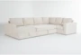 Sebastian Cream 140" 3 Piece Convertible Sleeper Sectional with Left Arm Facing Storage Chaise - Sleeper