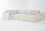 Sebastian Cream 140" 3 Piece Convertible Sleeper Sectional with Right Arm Facing Storage Chaise - Sleeper