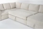 Sebastian Cream 140" 3 Piece Convertible Sleeper Sectional with Right Arm Facing Storage Chaise - Detail