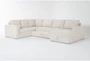 Sebastian Cream 140" 3 Piece Convertible Sleeper Sectional with Right Arm Facing Storage Chaise - Side