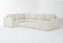 Sebastian Cream 140" 3 Piece Convertible Sleeper Sectional with Right Arm Facing Storage Chaise - Detail