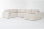 Sebastian Cream 140" 3 Piece Convertible Sleeper Sectional with Right Arm Facing Storage Chaise - Signature