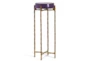 23" Clear Purple Haze Disk Top Drink Table With Metal Gold Base - Signature