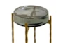 23" Clear Grey Disk Top Drink Table With Gold Metal Base - Detail