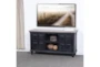 48" Black Wooden Media Cabinet With 2 Textured Doors + 2 Shelves - Room