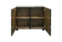 40" Brown Two Door Dimensional Squares Wooden Cabinet - Detail