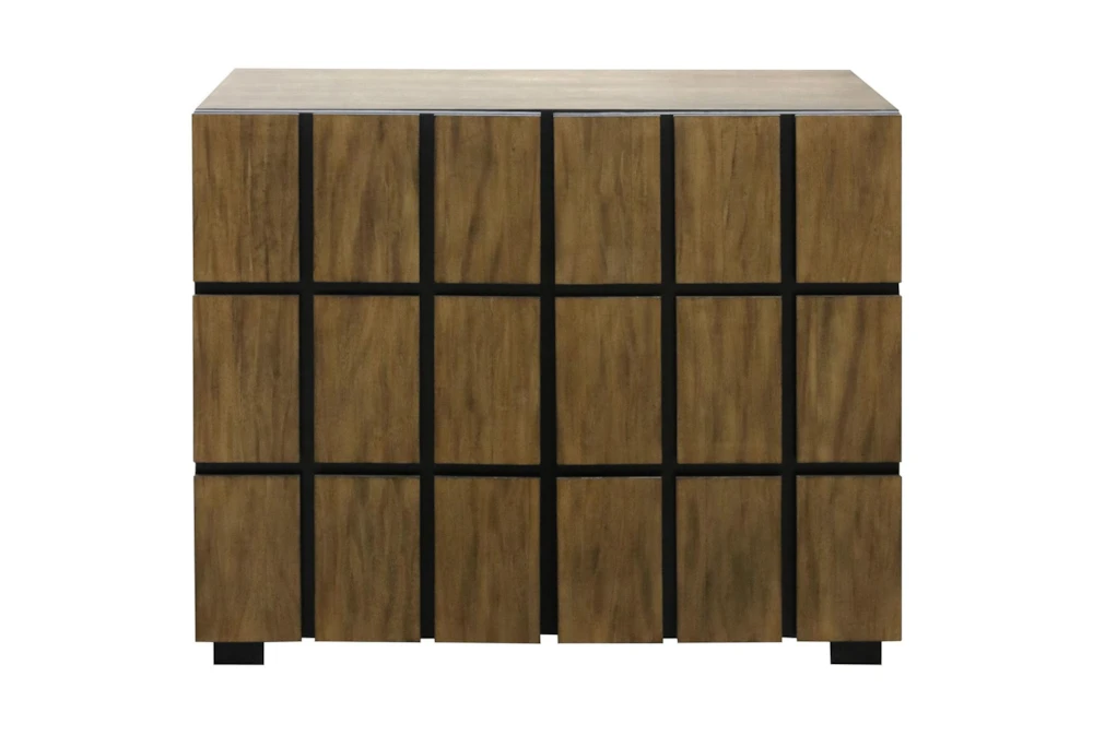 40" Brown Two Door Dimensional Squares Wooden Cabinet