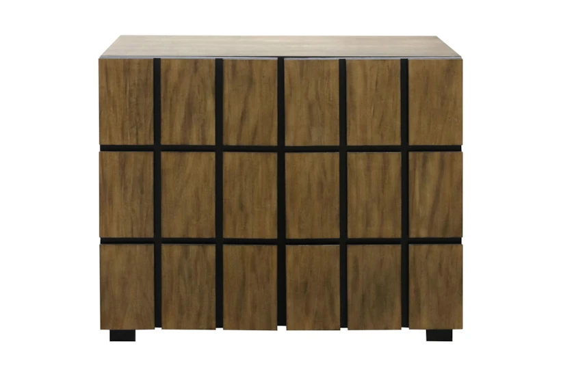40" Brown Two Door Dimensional Squares Wooden Cabinet - 360