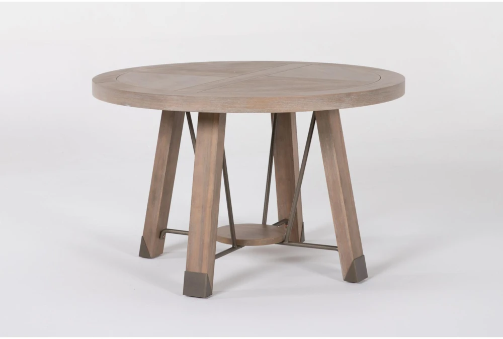 Luis Brown Wood + Metal 48" Round Dining Table 