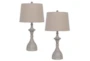 27 Inch White Wash Curvy Totem Table Lamps Set Of 2 - Signature