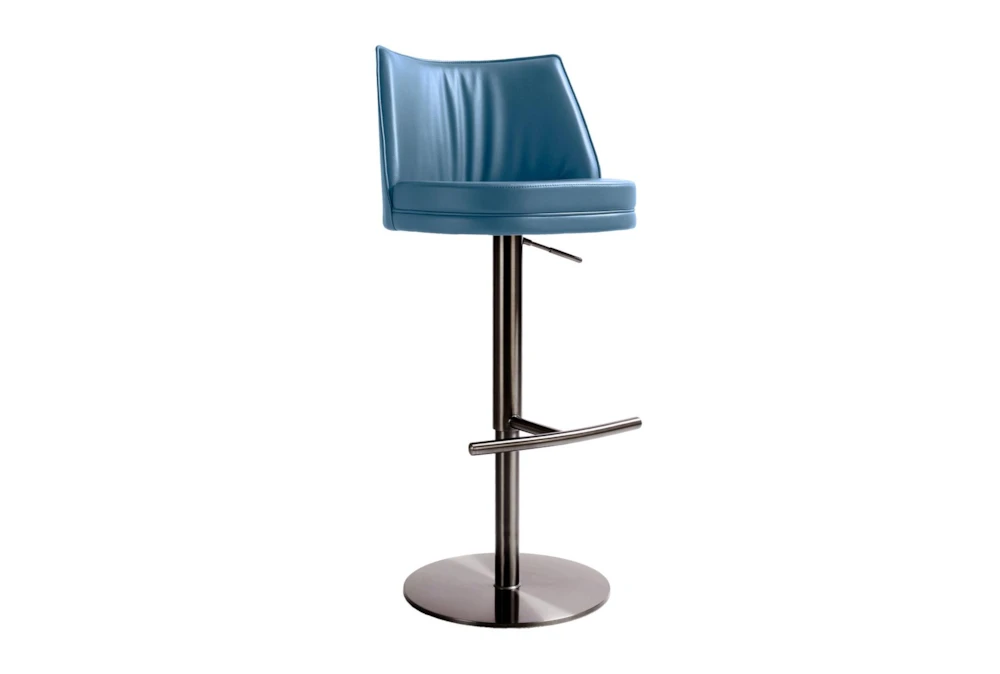 Gale Blue Faux Leather Adjustable Stool