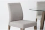 Lakeland Round Glass Table + Upholstered Dining Side Chairs Set For 4 - Detail