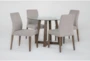Lakeland Round Glass Table + Upholstered Dining Side Chairs Set For 4 - Side