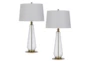 31 Inch Clear Glass Faceted Tear Drop Table Lamps Set Of 2  - Signature