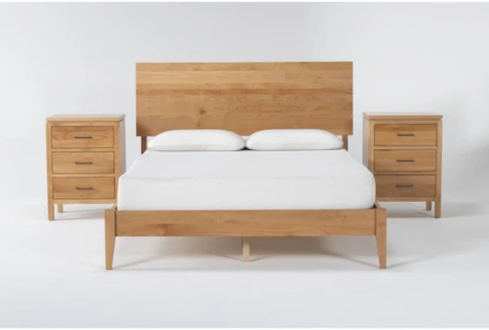 Warren II California King Wood 3 Piece Bedroom Set With 2 Nighstands - Main