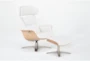 Solana Wheat Reclining Swivel Arm Chair with Adjustable Headrest & Ottoman - Side