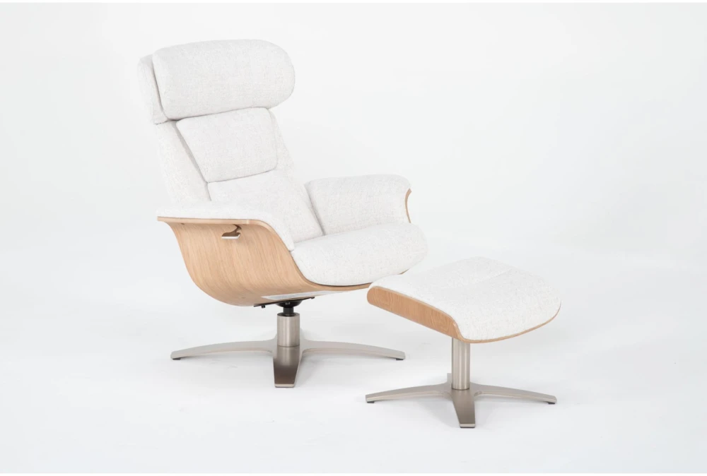 Solana Wheat Reclining Swivel Arm Chair with Adjustable Headrest & Ottoman