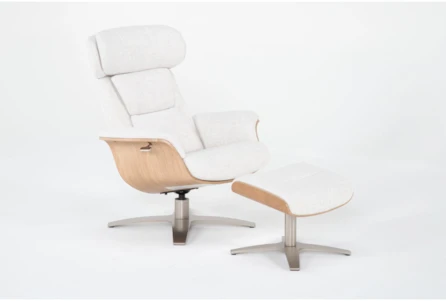 Solana Wheat Reclining Swivel Arm Chair with Adjustable Headrest & Ottoman - Main