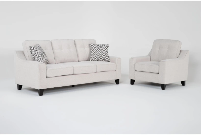 Macie Cream 2 Piece Sofa & Chair Set - 360