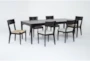 Austen 72-90" Extendable Dining With Upholstered + Woven Chair Set For 6 - Side