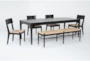 Austen 72-90" Extendable Dining With Woven Bench + Woven Chair Set For 6 - Side