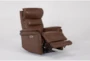 Rosco Brown Leather Zero Gravity Recliner with Power Headrest, USB & Built-in Battery - Side