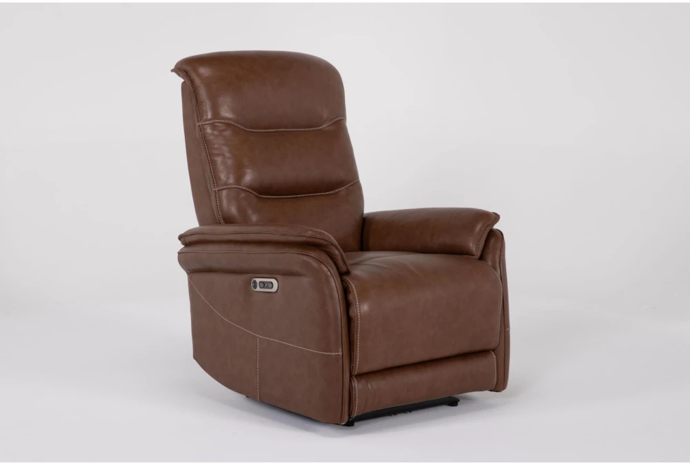 Rosco Brown Leather Zero Gravity Recliner with Power Headrest, USB & Built-in Battery