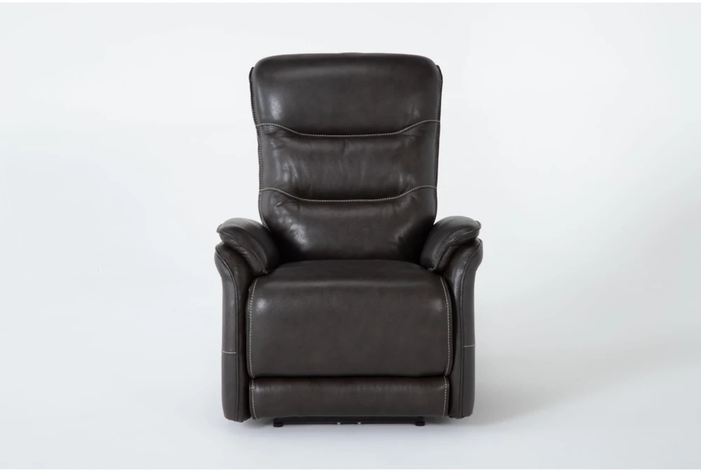 Rosco Charcoal Leather Zero Gravity Recliner with Power Headrest, USB & Built-in Battery