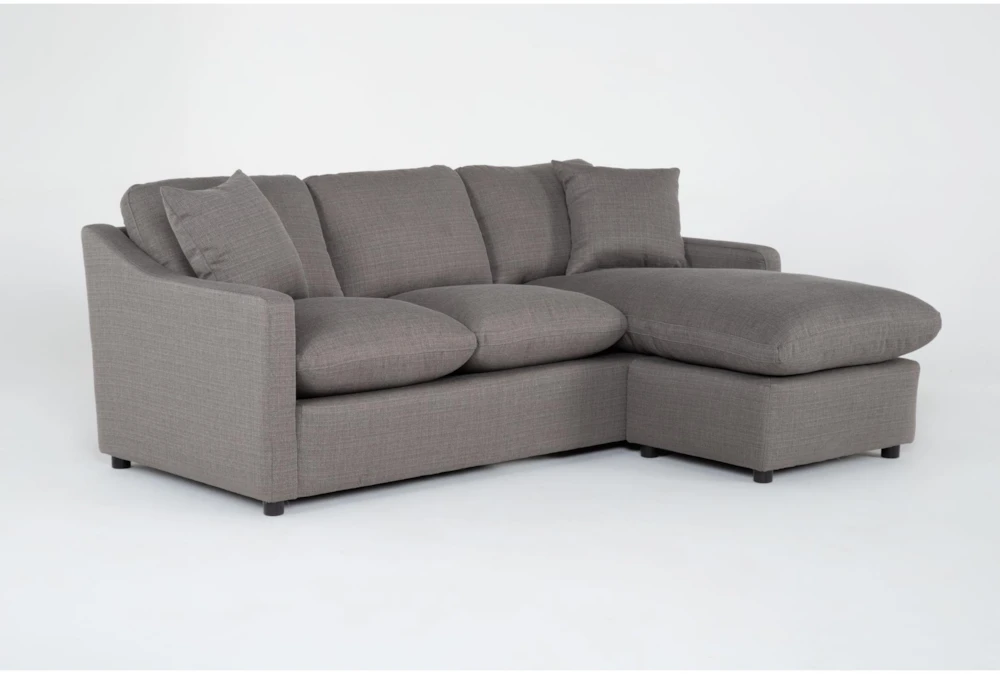 Cozy Charcoal 84" Sofa with Reversible Chaise