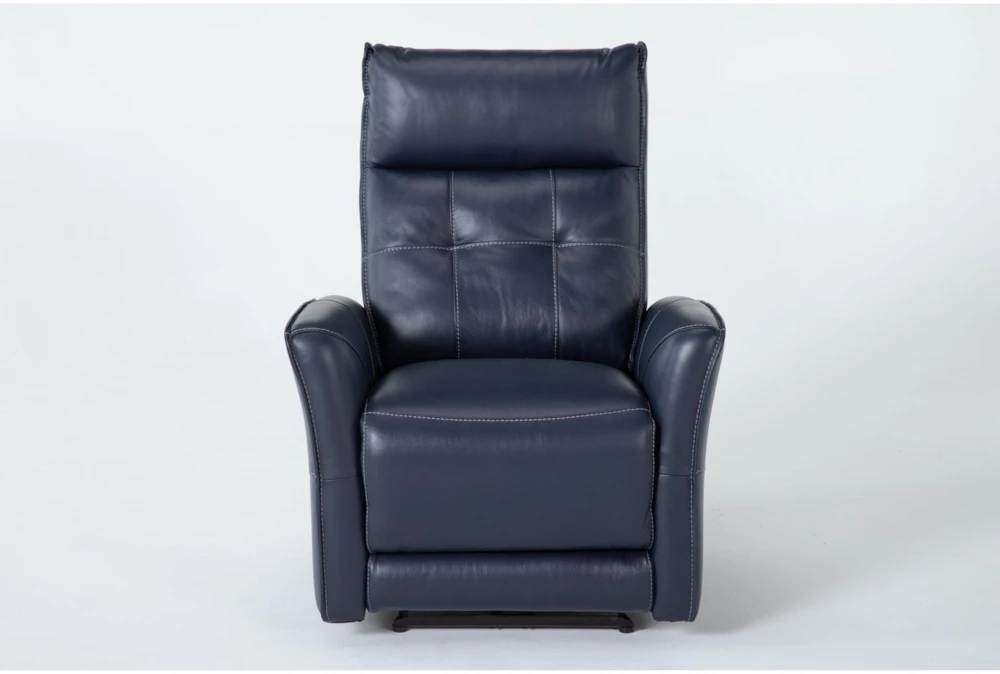 Hylman Blue Leather Zero Gravity Recliner with Power Headrest, USB & Built-in Battery