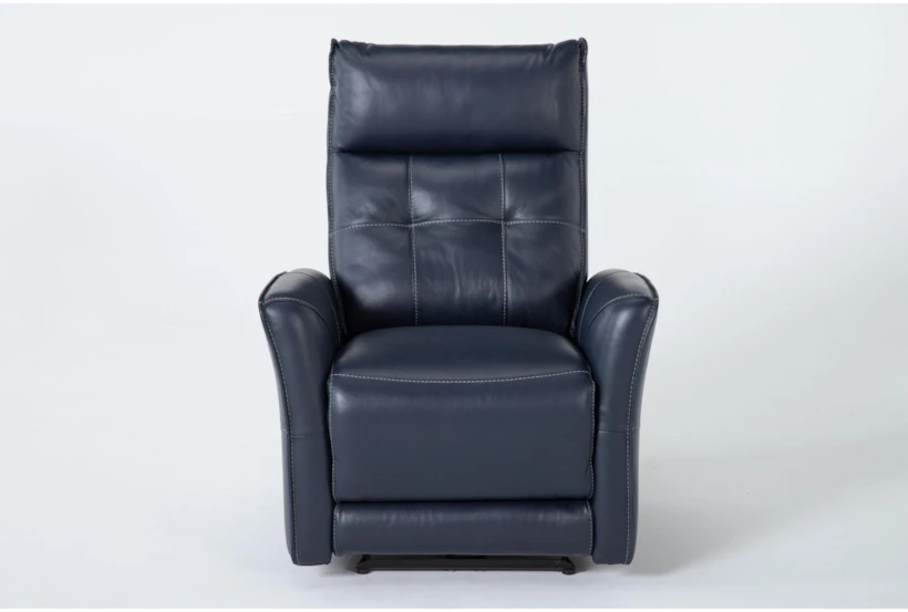 Hylman Blue Leather Zero Gravity Recliner with Power Headrest, USB & Built-in Battery - 360