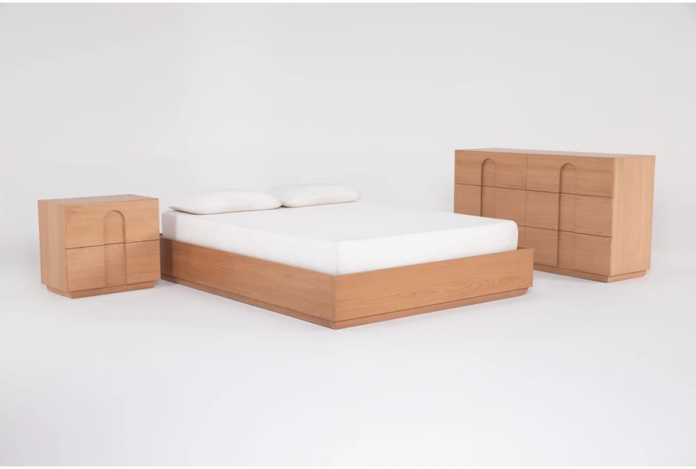 Catania California King Wood Platform 3 Piece Bedroom Set With Dresser & Nightstand