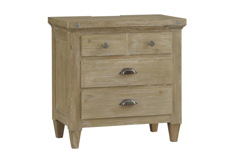 Eloise Natural 3-Drawer Nightstand With Power Outlets & USB - 360