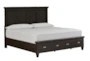 Eloise Black Queen Wood Panel Bed With Storage - Front