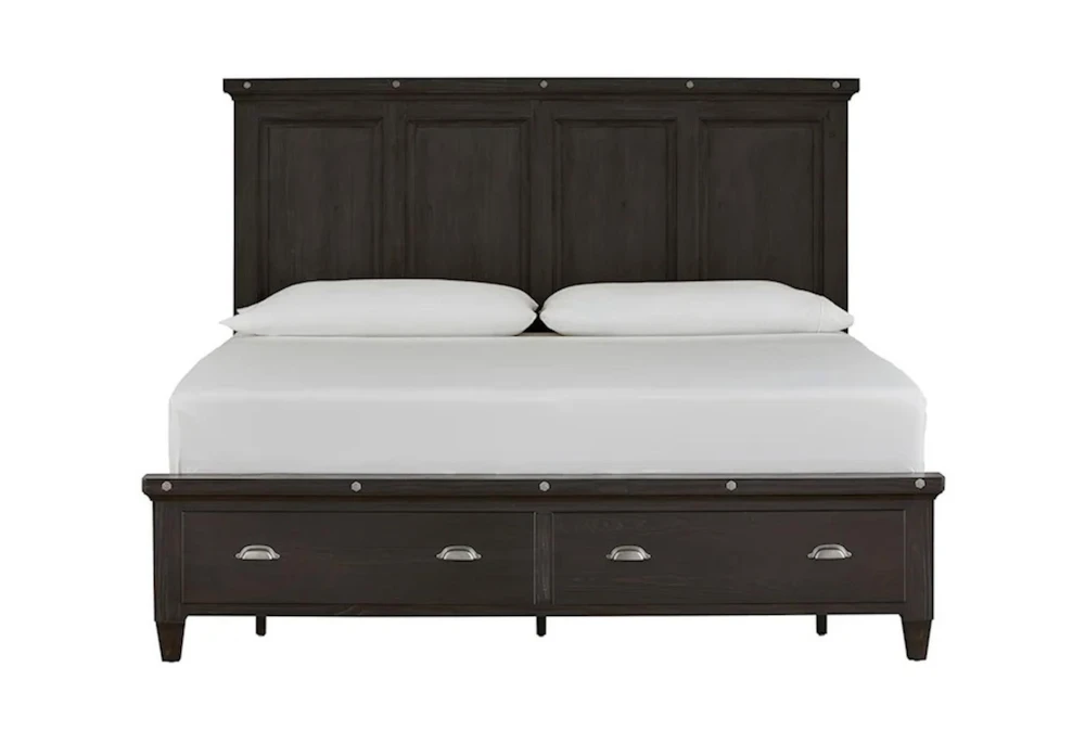 Eloise Black Queen Wood Panel Bed With Storage