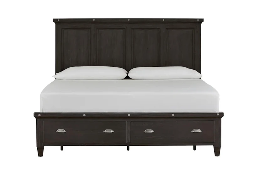 Eloise Black Queen Wood Panel Bed With Storage - 360