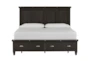 Eloise Black Queen Wood Panel Bed With Storage - Signature
