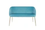 46" Blue Velvet Bench With Gold Metal Legs - Front