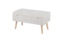 31" Beige Storage Bench With Natural Wood Legs - Back